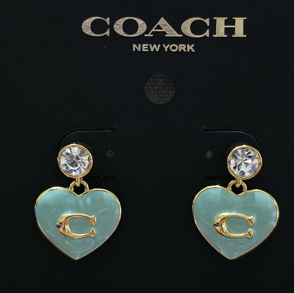 Coach Signature Heart Drop Earrings